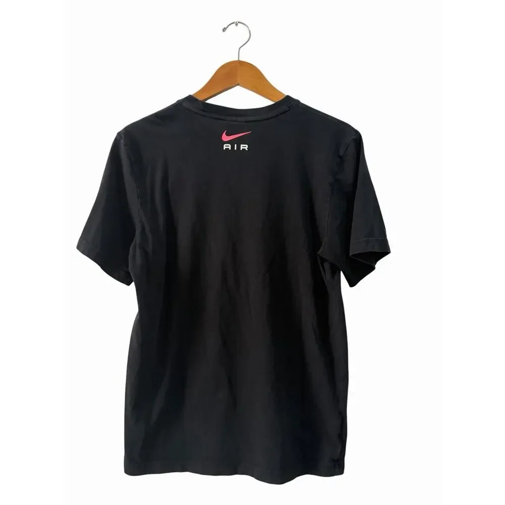 Nike Air Mens T-Shirt Black Red Swoosh Logo Graphic Short Sleeve Cotton Small